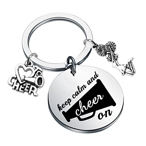 MYSOMY Cheer Keychain Keep Calm and Cheer on Cheerleading Schlüsselanhänger Cheer Geschenke für Cheerleader Cheer Team Cheer Coaches Geschenk, Keep Calm and Cheer on, 36