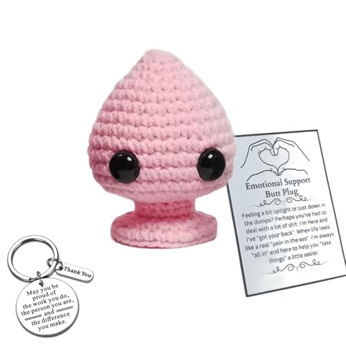 FTEAEYJLH Emotionaler Support Plug, Handgemachter Emotionaler Support Gehäkelt Mit Incentive-Karte, Lustiges Positives Mini-Strickpuppen-Plug-Ornament, Valentinstagsgeschenke (E#)