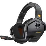 NUBWO G06 Dual Wireless Gaming Headset mit Mikrofon für PS5, PS4, PC, Mobile: 2.4 GHz Wireless + Bluetooth - 100 Stunden - 50mm -Treiber - Orange