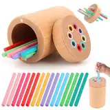 Montessori Spielzeug ab 1 2 3 Jahre, Holzspielzeug Sensorik Spielzeug, Farben Lernen Holzspielzeug, Motorikspielzeug ab 1 Jahr Lernspielzeug Geschenk für Kleinkinde, Holz Sortier & Stapelspielzeug