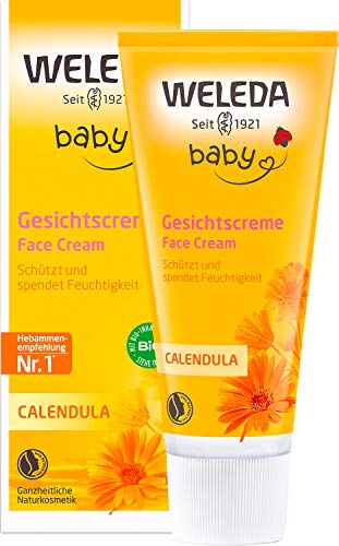 WELEDA Bio Baby Calendula Gesichtscreme - Naturkosmetik Feuchtigkeitscreme mit Mandelöl & Bienenwachs zur Pflege von trockener Haut. Natürliche Gesichtspflege Creme für Babys & Kinder (1x 50ml)