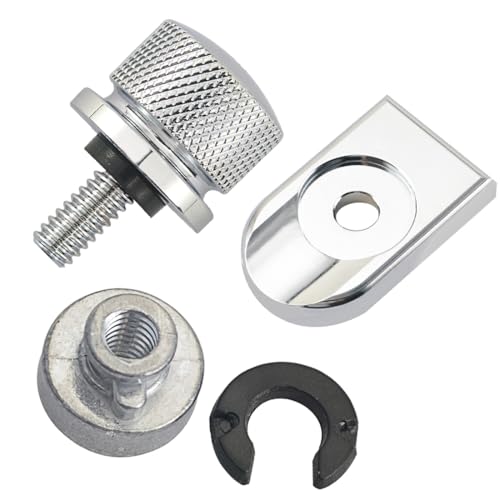 EIHI Motorrad Aluminium Sitz Schraube, Sitzschraube Sitzbank Schraube Motorrad Sitz Befestigung, Billet Chrom Motorrad Sitz mit C-clips und Abstandshalter für Sitzschraube des Motorrads(Silber)