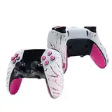 Controller Grips for PS5 DualSense Edge, Skin kit, Anti-Rutsch, Multi-Textur, Farbwechsel, Schweißabsorption, Vorgefertigte Griffstreifen, von SHADOW BOOLT (Rosa & Weiß)