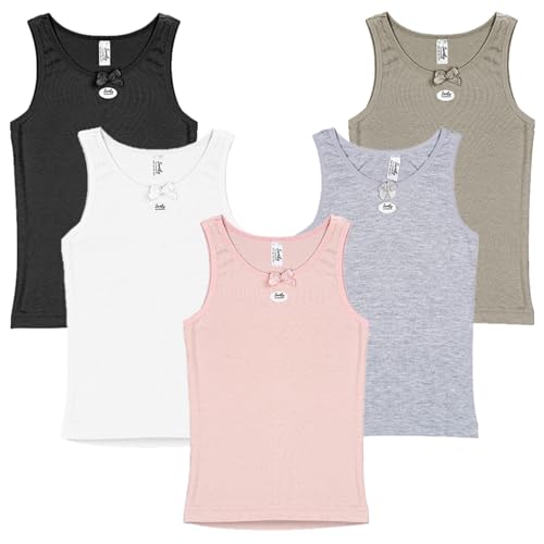 SAMILY Unterhemden Mädchen Baumwolle 5er Pack Tanktop Unterwäsche Gr. 98/104, 3-4 Jahre