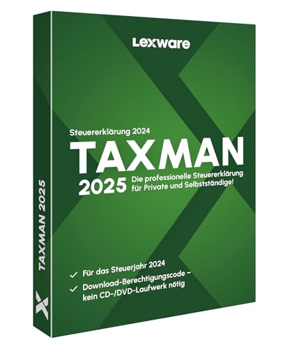 TAXMAN 2025 (für Steuerjahr 2024) | Minibox| Steuererklärungs-Software für Arbeitnehmer, Rentner u. Pensionäre, Familien, Studenten und im Ausland Beschäftigte