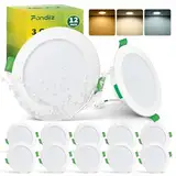 Fondiiz LED Einbaustrahler 230V 68mm, 12er Set LED Spots Warmweiß Neutralweiß Kaltweiß, 5W 480LM Deckenspots LED Weiß, IP44 Spots Deckenleuchte LED Einbauleuchten für Badezimmer Küche Wohnzimmer