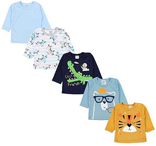 TupTam Baby Jungen Langarmshirt Gestreift 5er Set, Farbe: Mehrfarbig 7, Größe: 86