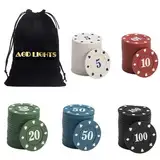 AGD LIGHTS Pokerchips, 100-teiliges Pokerchip-Set, Kunststoff, Lernzähler, Disks für Zuhause, Spiele, Holdem, Pokernächte, Partyzubehör