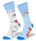 SKIETY Bunte Interessante Socken - Lustige Seltsame Socken - Verrückte Socken - Baumwolle - für Frauen Männer - für Sanitäter, Ambulanz - 43-46