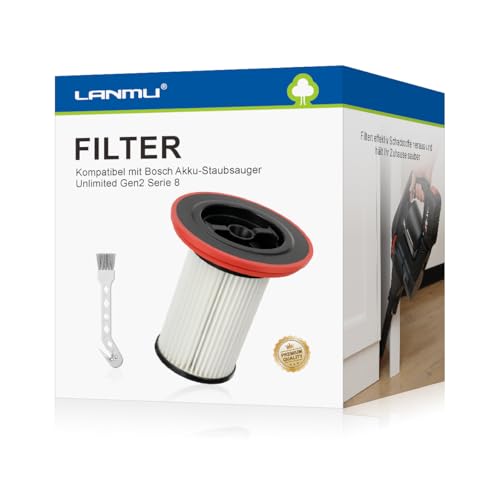 LANMU Filter mit Reinigungsbürste Filter Set kompatibel mit Bosch Unlimited Gen2 Serie 8 Staubsauger,12036642,12023349 HEPA Ersatzfilter(Ohne Filterhalter)