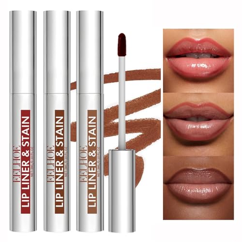 Peel Off Lip Stain Tattoo Set 3 Farben Peel Off Lip Liner Removable Lip Liner Matte Finish Waterproof Lip Liner Transfer-proof Peel Off Lip Stick Highly Pigmented Color Lip Makeup (A, 3Colors/Set)