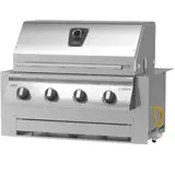 Einbau Gasgrill "Hermann XL - Deluxe" Edelstahl Einbaugrill mit Einfassung, Deckel und Fettwanne mit Frontauszug für Outdoor Küche Grillküche – 4x5kW Brenner – Made in Germany