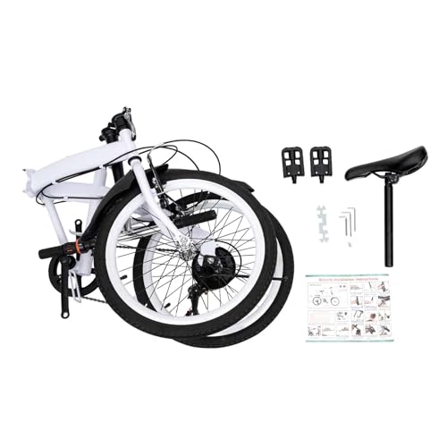 20" 6-Gang Faltrad Klappfahrrad Modern Klapprad Folding FahrräDer Faltbares Erwachsene City Bike Einstellbar Unisex Damen Herren Geeignet FüR Stadt Camping Sport Outdoor Radfahren Pendeln Weiß