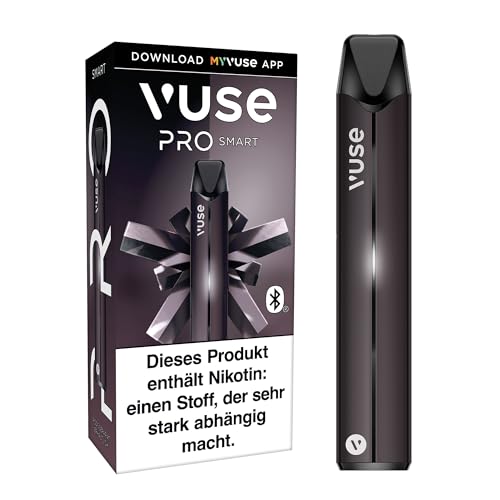 Vuse PRO Smart E-Zigaretten Starter-Set mit Zugautomatik,Stilvolle Vape mit Bluetooth Funktion,Cloud-Control Feature, Schnellladefunktion, Pod-System, Keine einweg ePod caps enthalten, Farbe: Schwarz