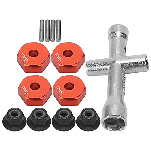 RC Wheel Hex Adapter, 12mm 1/10 RC Car Truck Wheel Hex Adapter + rutschfeste Mutter + Schraube + Kreuzschlüssel RC Modell Spielzeugteil(rot)