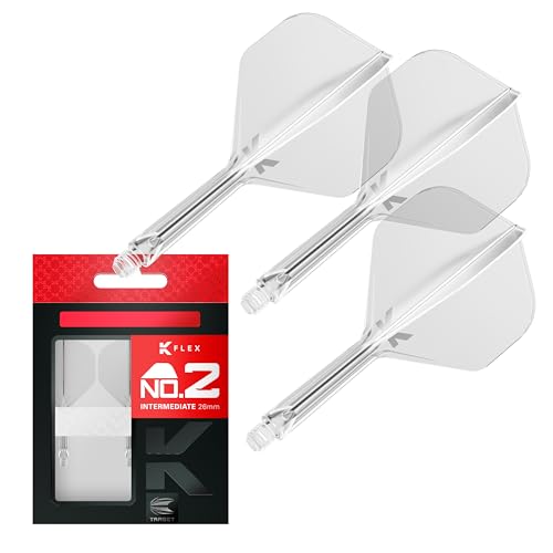 Target Darts K Flex Integrierter Dart-Flug und -Schaft, No.2 Clear (Intermediate) | 3er-Pack K-Flex - No 2, Precision Moulded 2-In-1 Dart-Flüge und Dart-Stem | Professionelles Dart-Zubehör