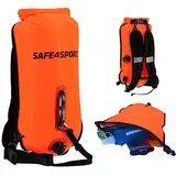 SAFE4SPORT.PL SAFE4SPORT RunSwimmer - Aufblasbare Sicherheitsboje zum Schwimmen und 3in1 Rucksack - Große Boje mit Einer Trockentasche für Dinge 28L - Triathlonboje