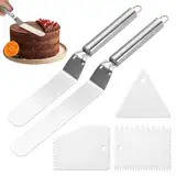 Alethron Tortenmesser, 5 Stück Winkelpalette 6 inch/8 inch Edelstahl Tortenspachtel Set Winkelpalette Torte mit Icing Spatula Palettenmesser Kuchenspachtel Streichpalette für Torten Dekorieren Kuchen