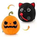 seOSTO Halloween Flip Kürbis Katze 30cm Halloween Deko Halloween Plüschtier Toy Halloween Flip Plüsch Kinder