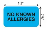 Tabbies Medizinisches Allergieetikett, hellblau, 3,8 cm B x 2,2 cm H, "No Allergies", 250 Etiketten/Rolle (MAP1510)