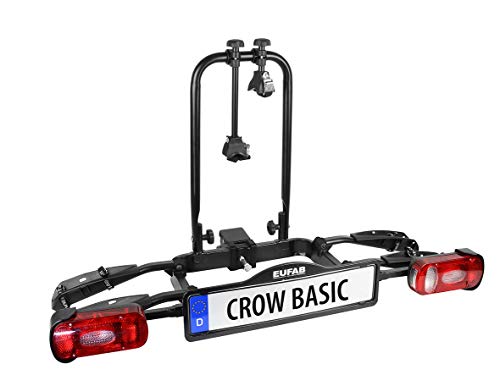 EUFAB 11569 Fahrradträger CROW BASIC, E-Bike geeignet, teilweise vormontiert, für 2 Fahrräder, für Anhängerkupplung, Schwarz