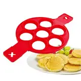 GXGM Silikon Pfannkuchenformen Antihaft Silikonform für Pfannkuchen Pfanne Flip Eier Form Pfannkuchen Käse Eier Nonstick Silikon Ei Ring Pfannkuchen Form 7 Loch Silikon Omelett Form, 1 Stück