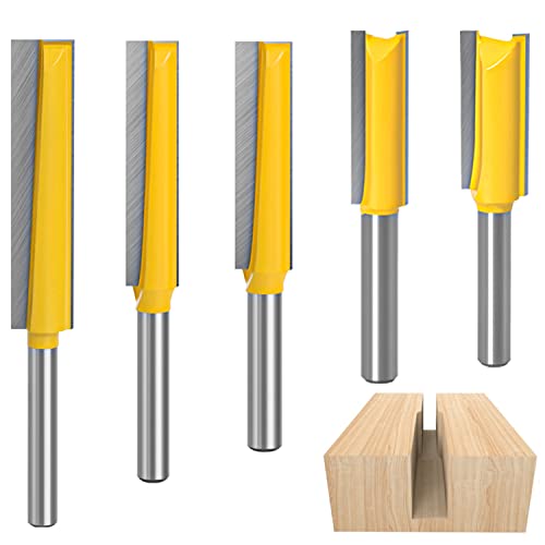 5 Stück Fräser für Oberfräse 8mm Schaft, Extra Langer Bündigfräser, für Holz Fräser Schneiden Nutfräsen (62mm, 72mm, 83mm, 96mm,109mm)