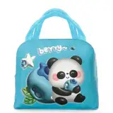 PAIDE P Kühltasche Faltbar Isoliertasche Klein, Thermotasche für Essen, Picknicktasche, Thermo Isolier Tasche, Lunchtasche und picknicktasche. Büro, Schule, Outdoor, Picknick. (C5, Panda Bleu)