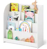 Bellabino Baru Kinderbücherregal, Montessori Regal mit 4 Ablagefächern, Bücherregal Kinderzimmer, Kinderregal weiß, Maße (HxTxB): 88 x 30 x 80 cm