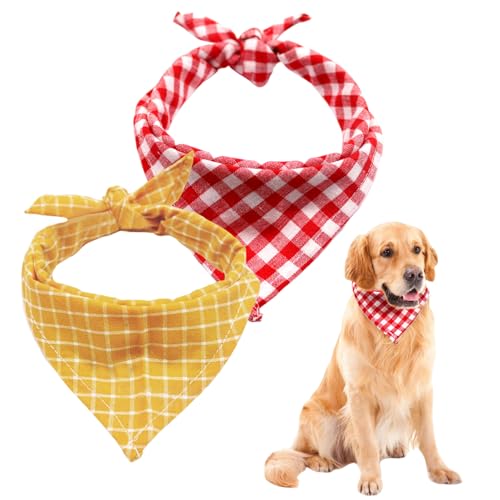 YIZWINS 2 PCS Hundehalstuch, Hundebandanas Waschbarer Baumwollquadrat, Hundehalstuch Personalisiert, Hundehalstuch Kleine Hunde, Verstellbarer Hundetuch für Kleine Mittelgroße Hunde und Katzen