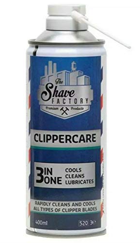 The Shave Factory Clippercare 400ml Klingenspray | Pflege Spray für Ihre Maschine | Maschinenspray | Haarschneidemaschinen Spray | Barber Zubehör (1 Stück)