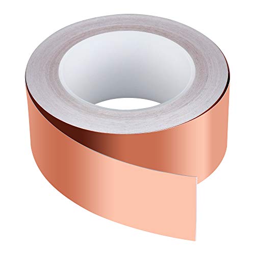 Mitening Kupferband Selbstklebend, Kupferband Gegen Schnecken 30m x 50mm Kupferfolie EMI Copper Foil Tape Abschirmband Dünn Klebeband Schneckenband Kupfer Schneckenschutz Schneckenzaun