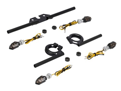 AKF Set: 4x Mini-Blinker 12V LED inkl. Blinkerträger schwarz - für Simson S50, S51, S70