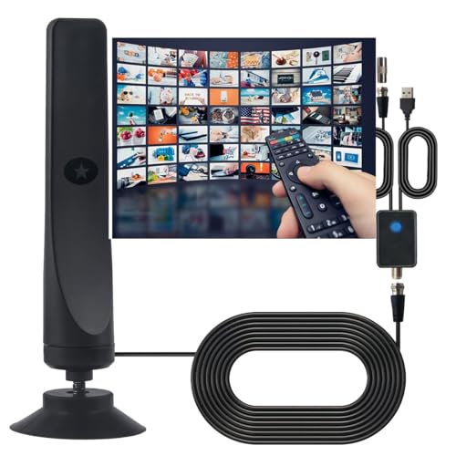 Rewave TV-Antenne – Freeview Digitale TV-Antenne für den Innenbereich mit starkem Signal, DVBT2 Antenne 360° & 680+ Meilen Reichweite, unterstützt UKW/UHF/DAB-Radio/4K/1080P