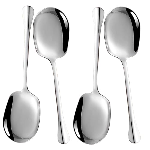 TSKER 4 Stück Servierlöffel, Servierlöffel Edelstahl, Servierlöffel Groß, Vorlegebesteck, Dessertlöffel, Perfekt Geeignet für Restaurants, Familienfeiern und Partyfeste, um Gerichte zu Servieren
