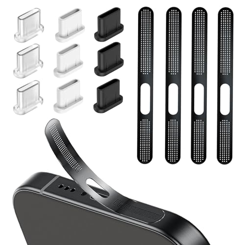 13-teiliges Set USB C Staubschutzstecker und Telefon-Lautsprecherabdeckung, Anti-Staub USB C Anschlussabdeckung, Staubschutz für den Ladeanschluss, Handyzubehör Anwendbar auf iPhone 16/15 Serie