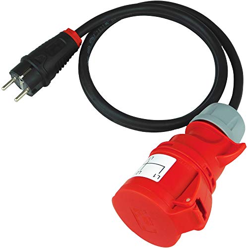 NWP Messadapter Prüfadapter Schuko Stecker auf 32A CEE Kupplung 5-Polig für DGUV V3 VDE 0701/0702-1,5m Anschlussleitung - Zubehör für Messgeräte und Prüfgeräte