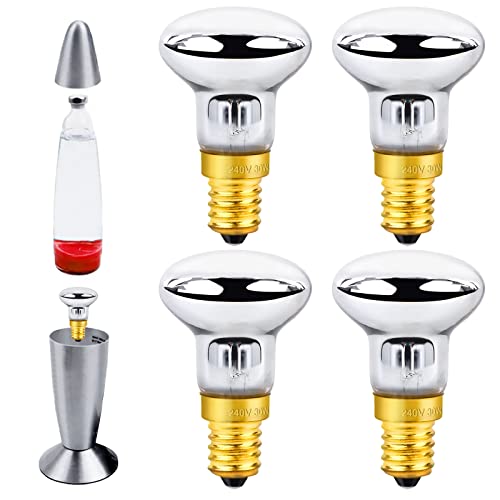 Mitening 4 Stück Lavalampe Glühbirne, 30W E14 R39 Lavalampe Reflektorlampe, Ersatzbirnen für Lavalampen, Glitzerlampen, Warmweiß