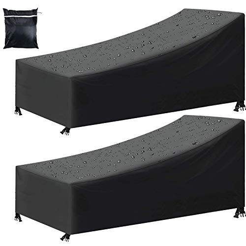 2er Pack Gartenliege Abdeckung, Sonnenliege Liegestuhl Abdeckung Wasserdicht, Winddicht UV-Beständiges, 210D Oxford Gewebe Schutzhülle für Sonnenliege, Liegestuhl, Deckchair (200x75x40/70CM)