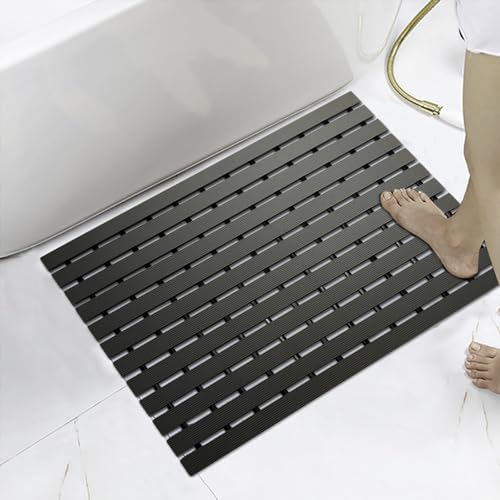 KARAT Antirutsch-Bädermatte für Nasszonen - 43 x 70 cm, Schwarz - Antibakterielle Fußmatte mit Drainagefunktion - Badematte, Duschrost, Saunarost, Nassraummatte für Umkleiden, Schwimmbäder, Bad