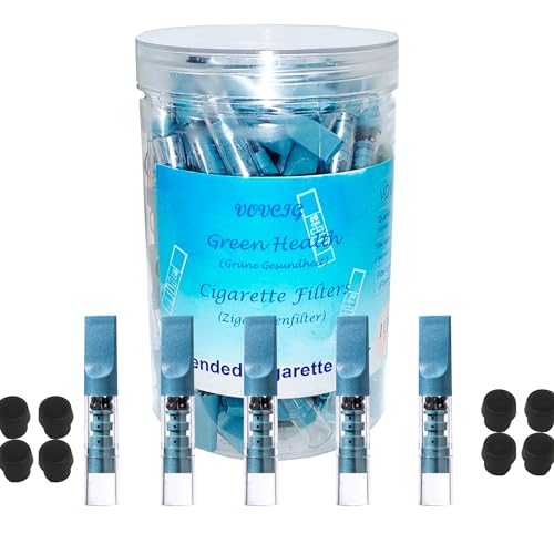 VOVCIG Zigarettenfilter, die Teer und Chemikalien entfernen,verlängern Einweg-Zigarettenfilter,die für normale und 5,5 mm leichte Zigaretten geeignet sind (blau 100 Stück)