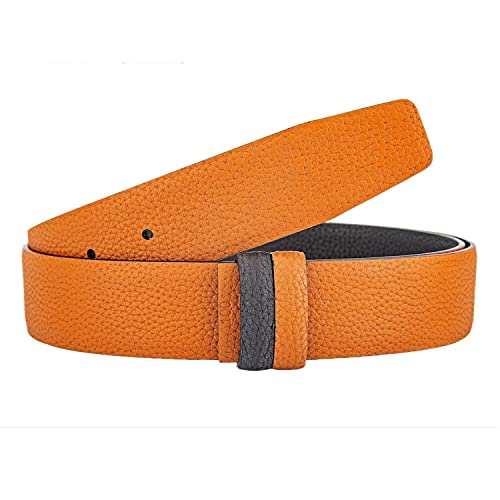 Vatee's Herren-Ersatzgürtel, echtes Leder, wendbar, ohne Schnalle, 34 mm breit, 299: Erdgelb/Schwarz, EU90 (L 105cm/41in. W 3.4cm/1.34in)
