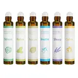 HERBROMAS-Aromatherapie ätherische Öle Roll On Set, gebrauchsfertige natürliche vorgetrübte ätherische Ölmischung, Entspannung Geschenk für Frauen und Männer, 6-Pack x 10ml für den Heimgebrauch