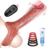 Elektrischer Penishülle Penisring Vibrator Sex Spielzeug für die Männer-Realistische Penishülle mit 10 Vibrationsmodi & Rutschfest Penisring,Penis Sleeve für Vergrößerung und Zeit Verlängern