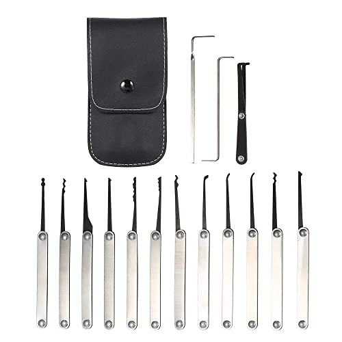 Weehey 15 STÜCKE Lock Picking Set Edelstahl Lock Kit Praxis Training Lock Tool für Schlosser Anfänger und Profis