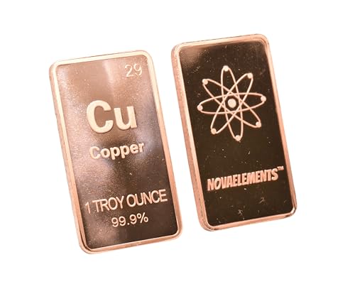 Kupfer Barren, Kupfer Metallbarsch, Kupfermetall, Kupferbarren 1 Troy oz, 31,1 Gramm, Kupfer metallisch für Sammlung von Elementen und Inlays