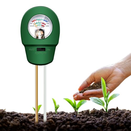 PEHTIY Bodenmessgerät 3-in-1,Boden PH-Messer,Boden Feuchtigkeitsmesser für pH, Feuchtigkeit und Fruchtbarkeit, Bodentester für Garten, Bauernhof, Rasen Boden, Keine Batterien erforderlich