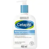 Cetaphil Reinigungslotion, 460ml, Für trockene, empfindliche Haut, Gesichtsreinigung Mit und ohne Wasser anwendbar, Entfernt sanft und effektiv Schmutz, Seifenfrei, Kein Augenbrennen