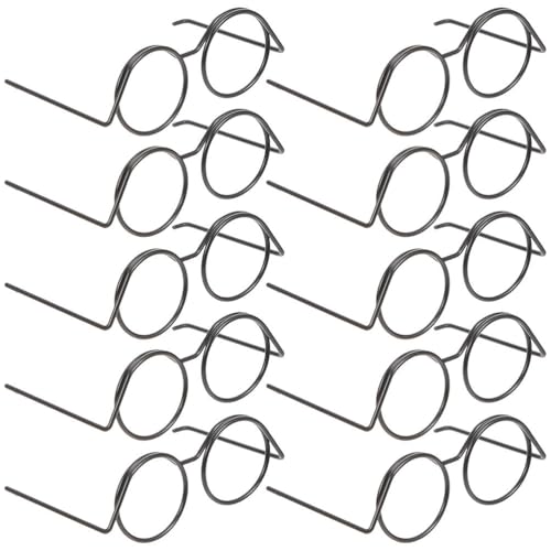 Gadpiparty 20st Runde Puppenbrille Puppenhaus-Brille Miniaturen Zum Basteln Brille Für Puppe Goldene Brille Für Hunde Puppenbrille Aus Schnapsgläser Baby Metall Klassisch Ob11
