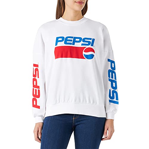 ONLY Women's ONLPEPSI L/S O-Neck Box SWT Sweatshirt, Bright White/Print:Logo, M